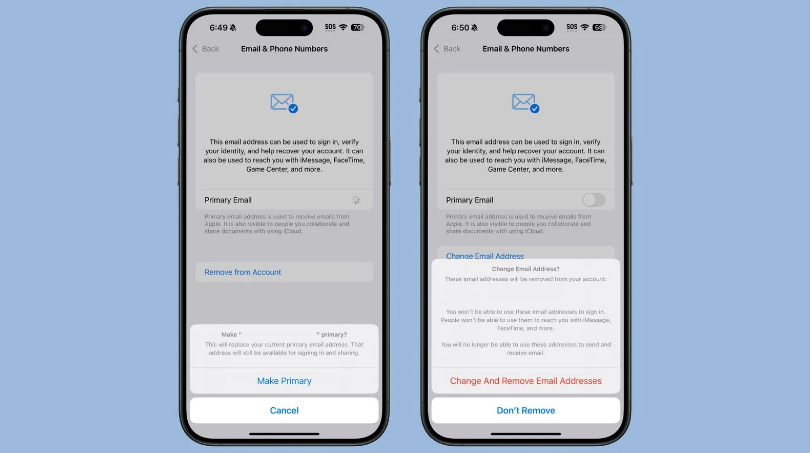 大涌镇苹果手机维修分享苹果 iOS 18.1 支持设置“主要”邮箱地址并更改 iCloud 邮箱 