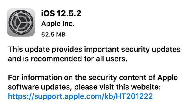 大涌镇苹果手机维修分享iOS12.5.2发布，建议所有老苹果用户安装 